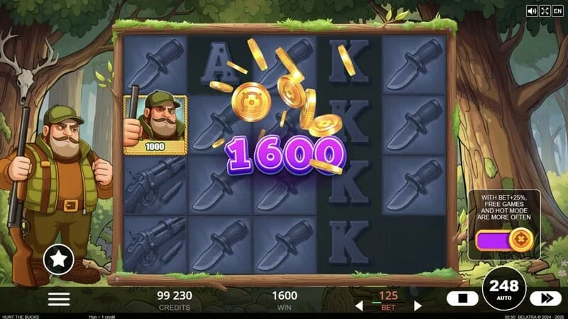 Hunt the Bucks - khoản thanh toán lớn ở Chế độ Hot Mode với hệ số tải trước